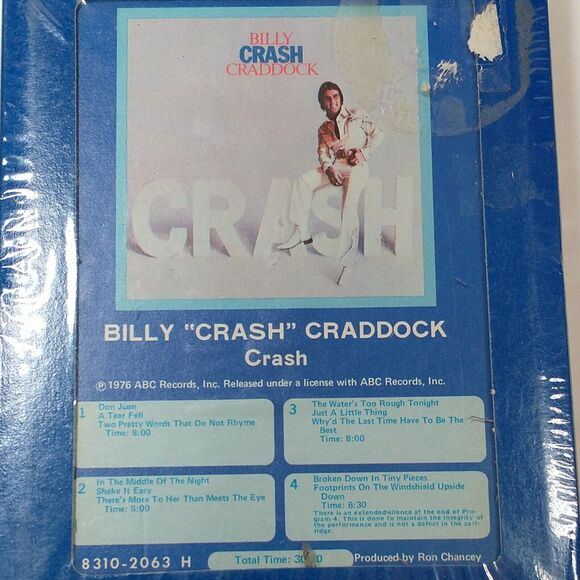 Billy Crash Craddock CRASH 8 Track Tape New & Sealed - Picture 2 of 5